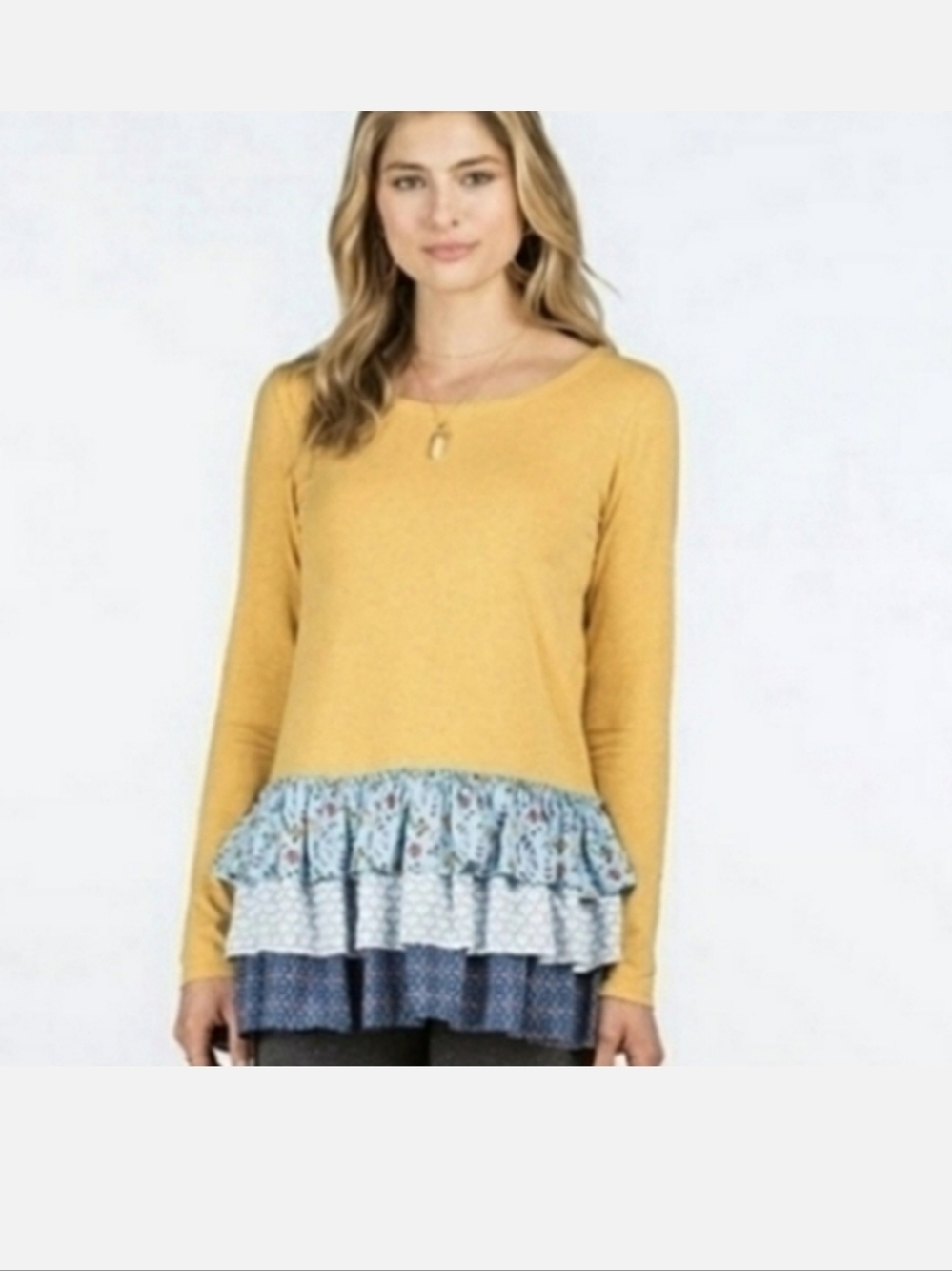 Matilda Jane  Layered Ruffle Top with Blue Ruffles- Medium